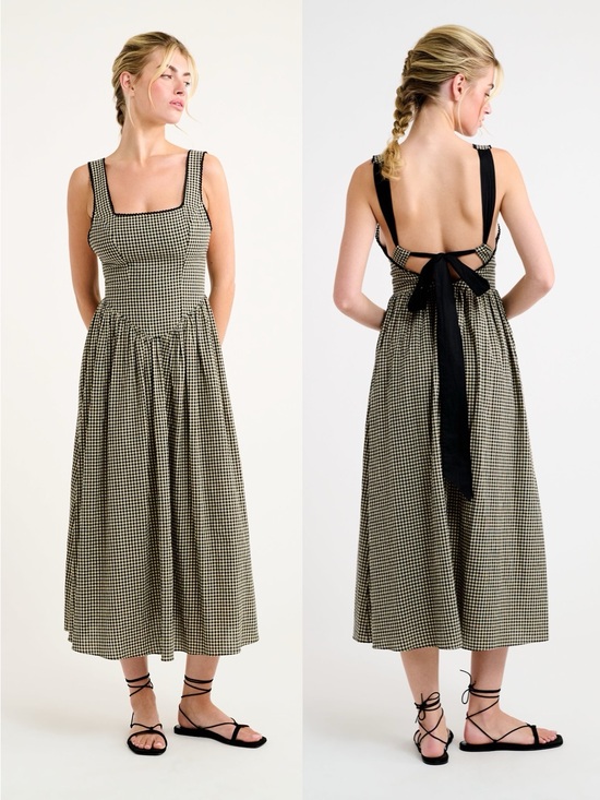 Rumored Dresses & Skirts - Rumored Toulouse Midi Dress in Gingham Black